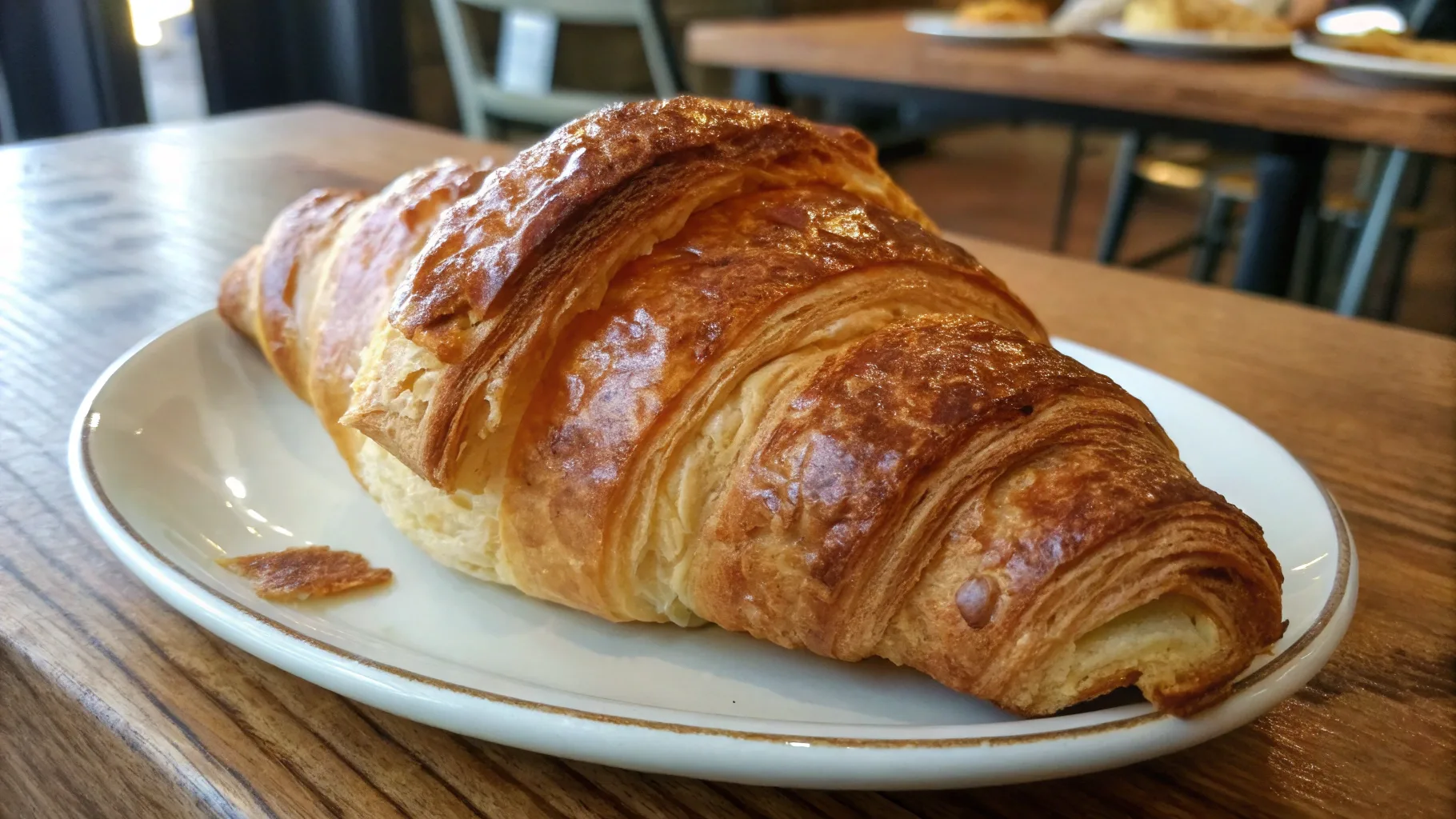 Golden-brown croissant showcasing its flaky layers