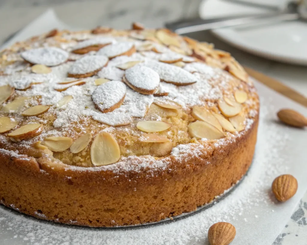 Almond cake topped with sliced almonds. What flavors of cakes are there?