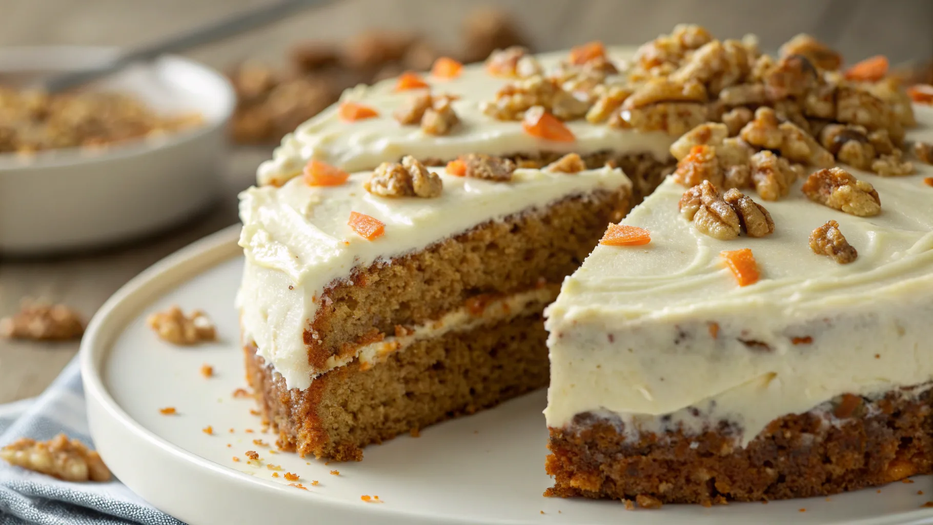 Freshly baked Carrot Loaf with cream cheese frosting